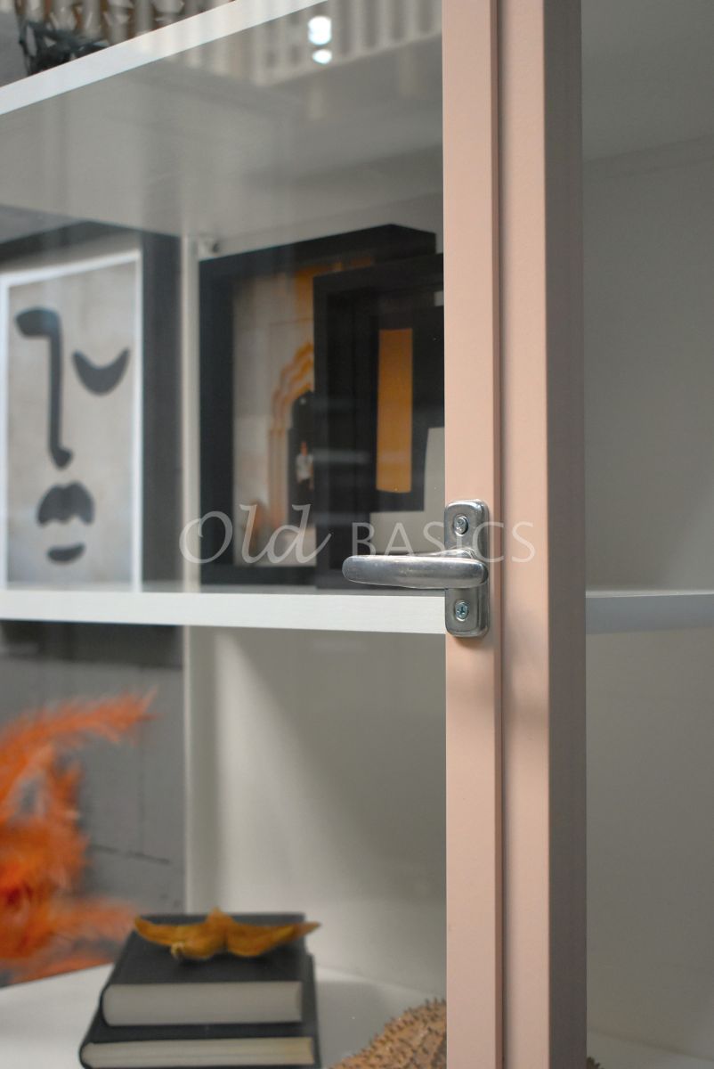 Detail van Apothekerskast Demi Powder Peach, 1 deuren, roze, perzik, terra, materiaal staal